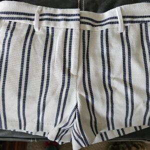 Ann Taylor Factory Navy and White Striped Shorts